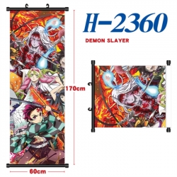 Demon Slayer Kimets Black plastic rod cloth hanging canvas painting Wall Scroll 60x170cm