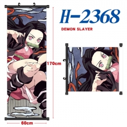 Demon Slayer Kimets Black plastic rod cloth hanging canvas painting Wall Scroll 60x170cm