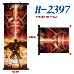 Shingeki no Kyojin Black plastic rod cloth hanging canvas painting Wall Scroll 60x170cm