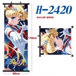 sailormoon Black plastic rod cloth hanging canvas painting Wall Scroll 60x170cm