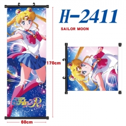 sailormoon Black plastic rod cloth hanging canvas painting Wall Scroll 60x170cm