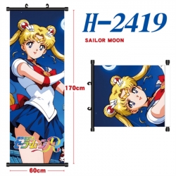 sailormoon Black plastic rod cloth hanging canvas painting Wall Scroll 60x170cm