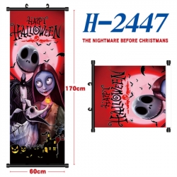 The Nightmare Before Christmas Black plastic rod cloth hanging canvas painting Wall Scroll 60x170cm