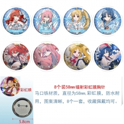 BOCCHI THE ROCK! Anime Circular laser rainbow film brooch badge 58MM a set of 8