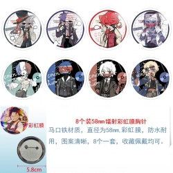 CH Anime Circular laser rainbow film brooch badge 58MM a set of 8