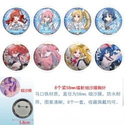 BOCCHI THE ROCK! Anime Circular laser fine sand film brooch badge 58MM a set of 8