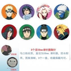 Naruto Anime round scrub film brooch badge 58MM a set of 8