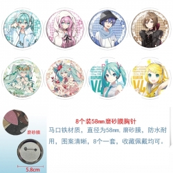 Hatsune Miku Anime round scrub film brooch badge 58MM a set of 8