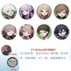Dangan-Ronpa Anime round scrub film brooch badge 58MM a set of 8
