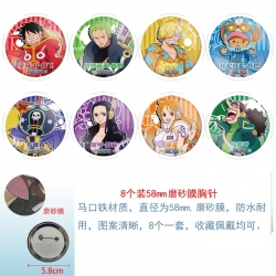 One Piece Anime round scrub film brooch badge 58MM a set of 8