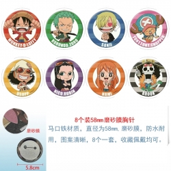 One Piece Anime round scrub film brooch badge 58MM a set of 8