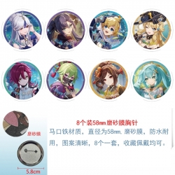 Genshin Impact Anime round scrub film brooch badge 58MM a set of 8