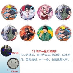 Naruto Anime round Astral membrane brooch badge 58MM a set of 8