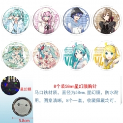 Hatsune Miku Anime round Astral membrane brooch badge 58MM a set of 8