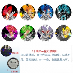 DRAGON BALL Anime round Astral membrane brooch badge 58MM a set of 8