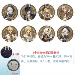Genshin Impact Anime round Astral membrane brooch badge 58MM a set of 8