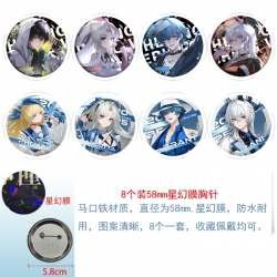 Mingchao Anime round Astral membrane brooch badge 58MM a set of 8