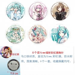 Hatsune Miku Anime Rainbow Mask Badge Brooch 75MM a set of 6