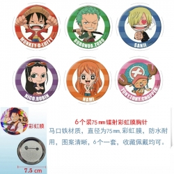 One Piece Anime Rainbow Mask Badge Brooch 75MM a set of 6