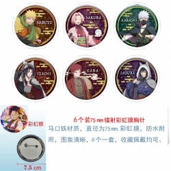 Naruto Anime Rainbow Mask Badge Brooch 75MM a set of 6