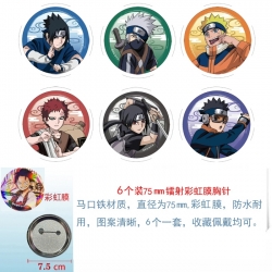 Naruto Anime Rainbow Mask Badge Brooch 75MM a set of 6