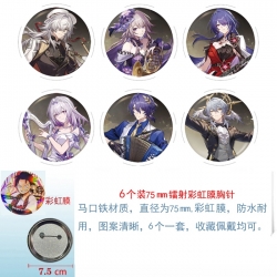 Honkai: Star Rail Anime Rainbow Mask Badge Brooch 75MM a set of 6