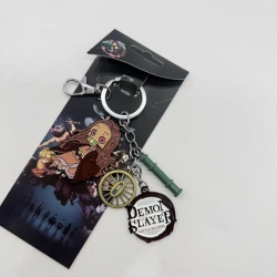Demon Slayer Kimets Anime cartoon 4 pendant metal keychain backpack pendant