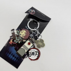 Demon Slayer Kimets Anime cartoon 4 pendant metal keychain backpack pendant