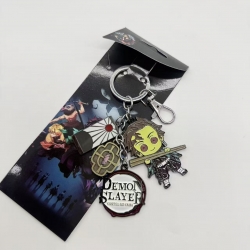 Demon Slayer Kimets Anime cartoon 4 pendant metal keychain backpack pendant