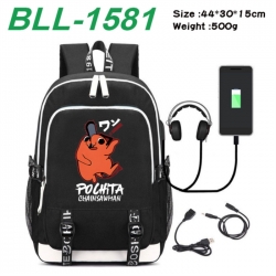 Chainsaw Man Game Canvas Backpack Waterproof School Bag 44X30X15CM 500G