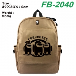 Among Us Canvas Flip Backpack Student Schoolbag Headphone Hole 39X30X12CM 