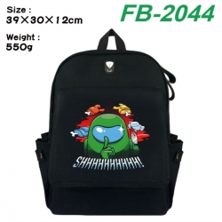 Among Us Canvas Flip Backpack Student Schoolbag Headphone Hole 39X30X12CM 
