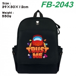 Among Us Canvas Flip Backpack Student Schoolbag Headphone Hole 39X30X12CM 
