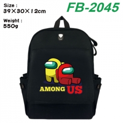 Among Us Canvas Flip Backpack Student Schoolbag Headphone Hole 39X30X12CM 