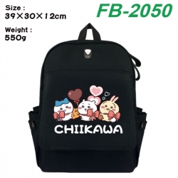 Chiikawa Canvas Flip Backpack Student Schoolbag Headphone Hole 39X30X12CM 