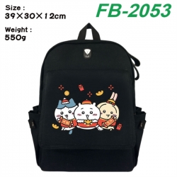 Chiikawa Canvas Flip Backpack Student Schoolbag Headphone Hole 39X30X12CM 