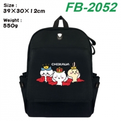 Chiikawa Canvas Flip Backpack Student Schoolbag Headphone Hole 39X30X12CM 