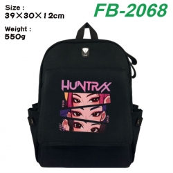 K-Pop:Demon Hunters Canvas Flip Backpack Student Schoolbag Headphone Hole 39X30X12CM 