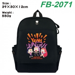 K-Pop:Demon Hunters Canvas Flip Backpack Student Schoolbag Headphone Hole 39X30X12CM 