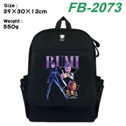 K-Pop:Demon Hunters Canvas Flip Backpack Student Schoolbag Headphone Hole 39X30X12CM 