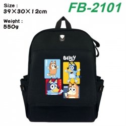 Bluey Canvas Flip Backpack Student Schoolbag Headphone Hole 39X30X12CM 