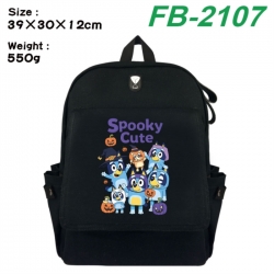 Bluey Canvas Flip Backpack Student Schoolbag Headphone Hole 39X30X12CM 