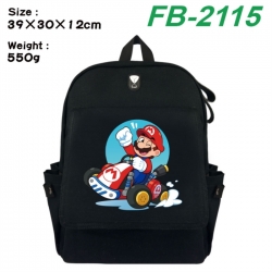 Super Mario Canvas Flip Backpack Student Schoolbag Headphone Hole 39X30X12CM 