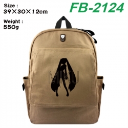 Hatsune Miku Canvas Flip Backpack Student Schoolbag Headphone Hole 39X30X12CM 
