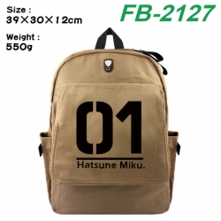 Hatsune Miku Canvas Flip Backpack Student Schoolbag Headphone Hole 39X30X12CM 
