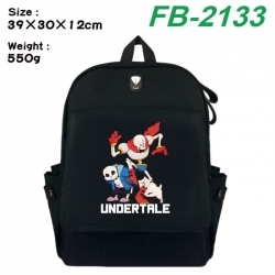 Undertale Canvas Flip Backpack Student Schoolbag Headphone Hole 39X30X12CM 