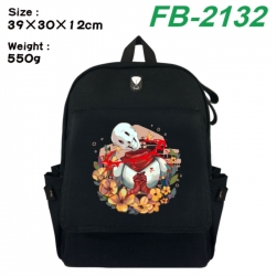 Undertale Canvas Flip Backpack Student Schoolbag Headphone Hole 39X30X12CM 