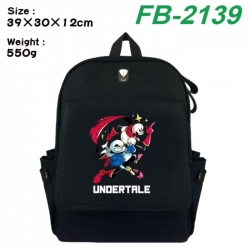 Undertale Canvas Flip Backpack Student Schoolbag Headphone Hole 39X30X12CM 