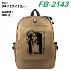 Chainsaw Man Canvas Flip Backpack Student Schoolbag Headphone Hole 39X30X12CM 
