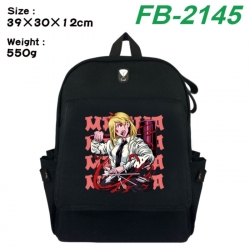 Chainsaw Man Canvas Flip Backpack Student Schoolbag Headphone Hole 39X30X12CM 